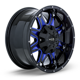 RTX SPINE Black with Milled Blue Spokes