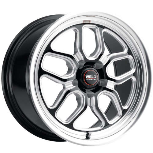 Weld Racing Laguna Drag Gloss Black with Milled Spoke Windows and a Polished Lip