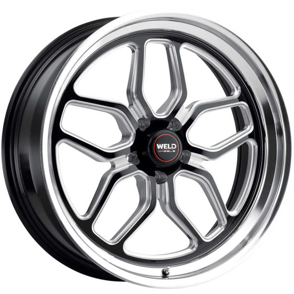 Weld Racing Laguna Gloss Black with Milled Spoke Windows and a Polished Lip