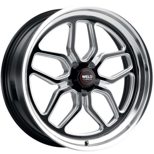 Weld Racing Laguna Gloss Black with Milled Spoke Windows and a Polished Lip