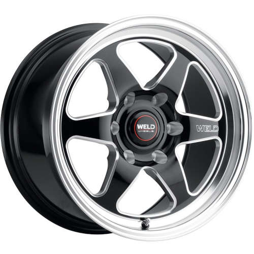 Weld Racing Ventura 6 Drag Gloss Black with Milled Spoke Windows and Polished Outer Lip