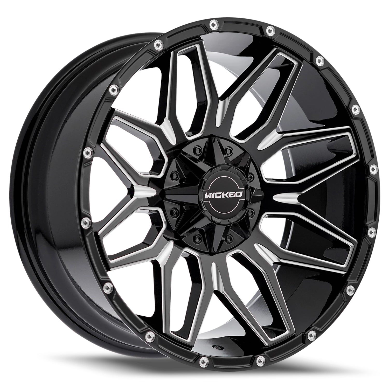 Wicked Offroad W825 Gloss Black with Milled Spoke Edges
