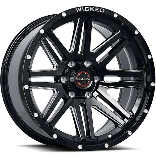 Wicked Offroad W901 Gloss Black with Milled Spoke Accents