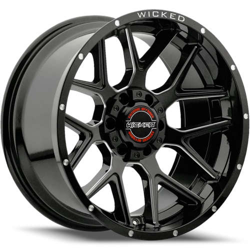 Wicked Offroad W903 Gloss Black with Milled Spoke Edges