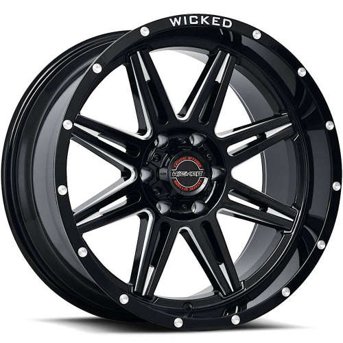 Wicked Offroad W905 Gloss Black with Milled Spoke Edges and Accents