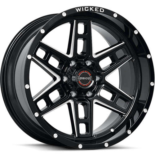 Wicked Offroad W906 Gloss Black with Milled Spoke Edges