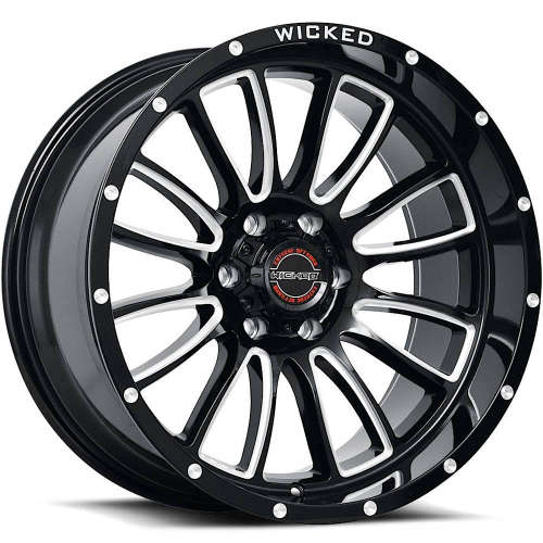 Wicked Offroad W908 Gloss Black with Milled Spoke Windows