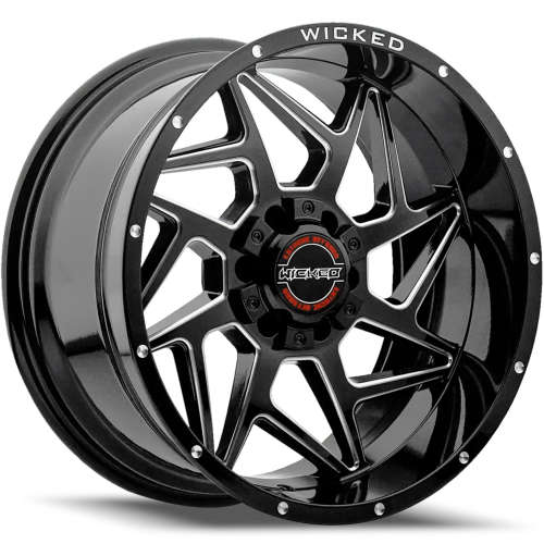 Wicked Offroad W932 Gloss Black with Milled Spoke Edges