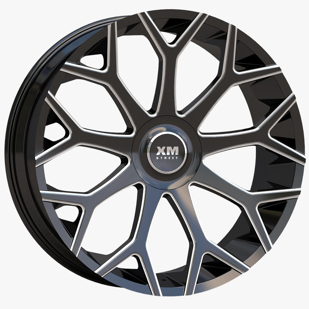 XM Street XM-608X Gloss Black with Milled Spoke Edges