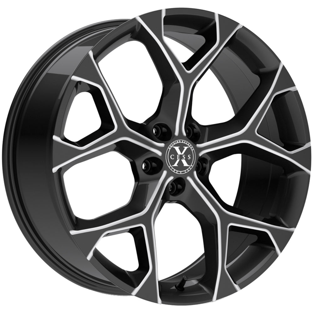 Xcess 5 Flake Gloss Black with Milled Spoke Edges Wheel