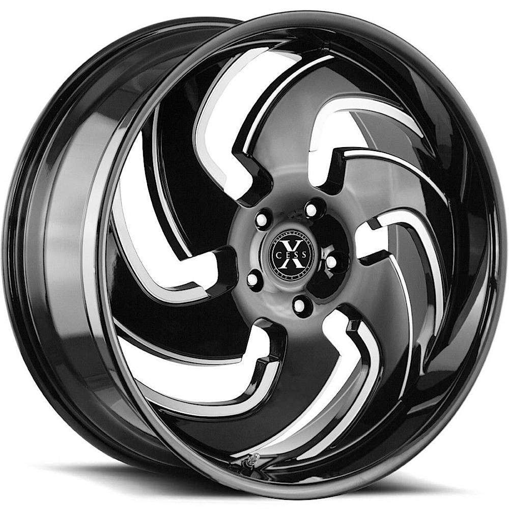 Xcess X03 Gloss Black with Milled Spoke Accents