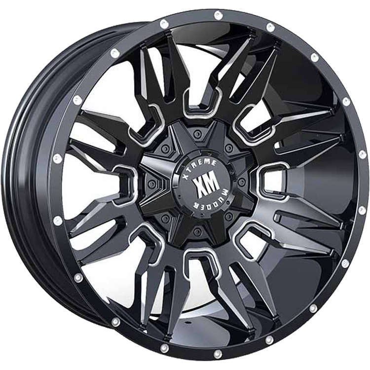 Xtreme Mudder XM-320 Gloss Black with Milled Spoke Edges