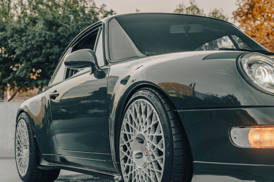 HRE 501M forged wheel on Porsche 993 Carrera 4 Olive Green