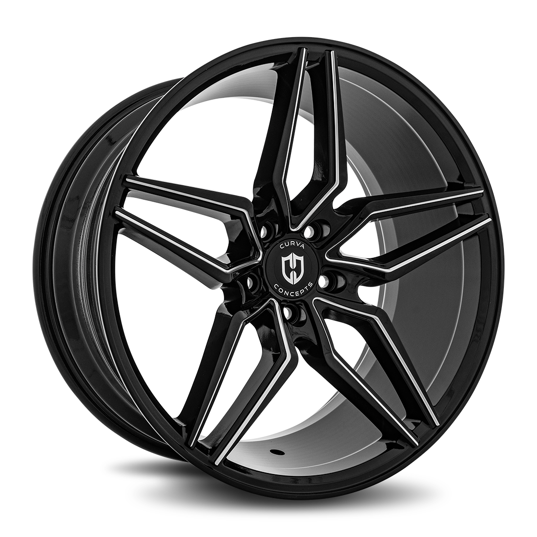 Curva C25 Gloss Black Milled wheel