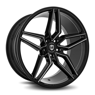 Curva C25 Gloss Black Milled wheel