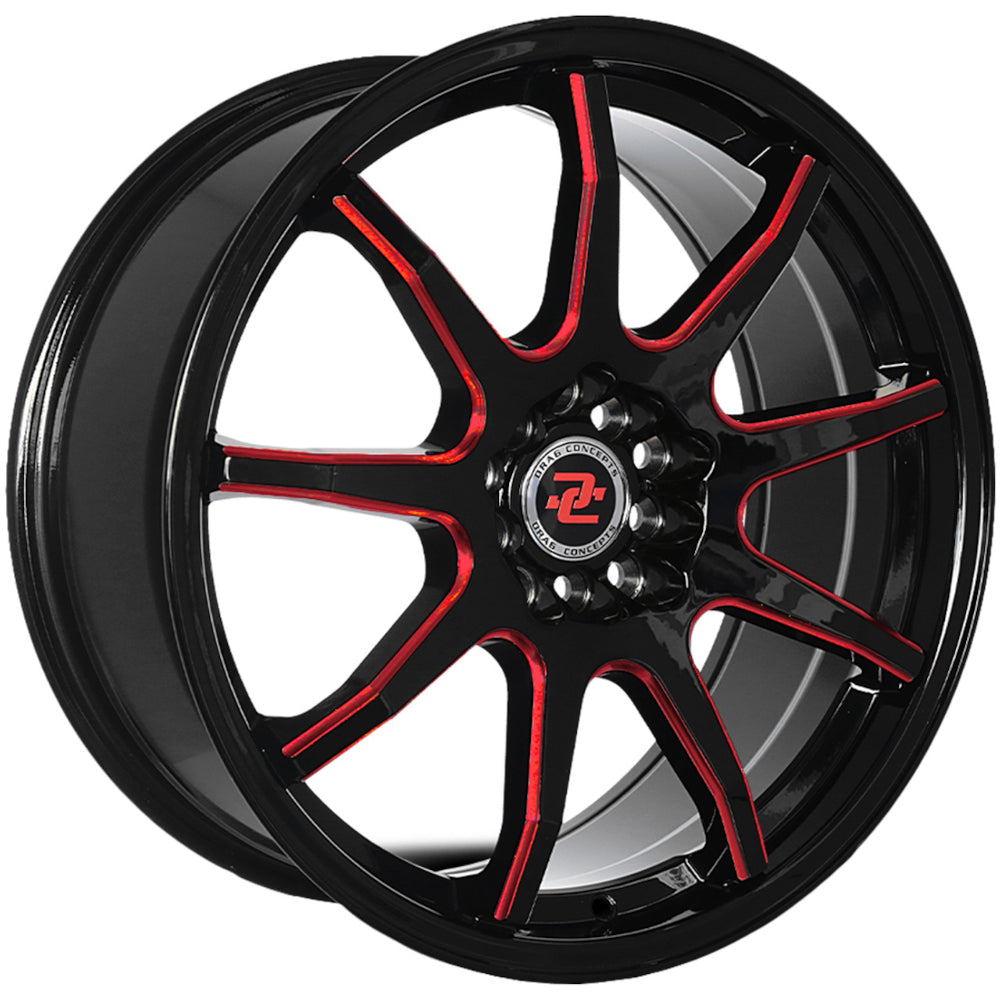 Drag Concepts R31 Black Red Milled Wheel