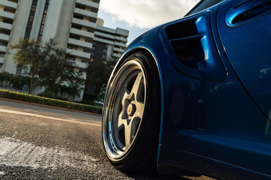 HRE 527 forged wheel on Porsche 997 Turbo S Aqua Blue Metallic
