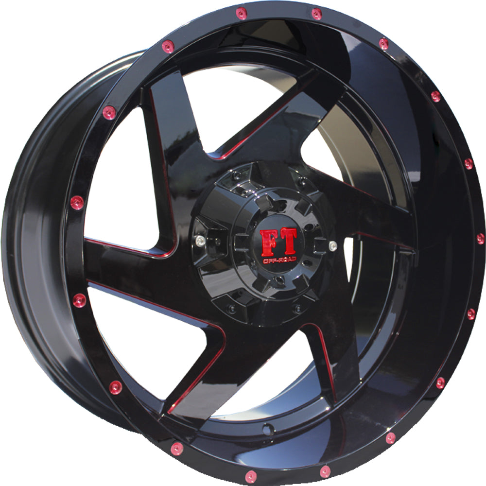 Full Throttle FT-6052 Black Red Milled Wheel