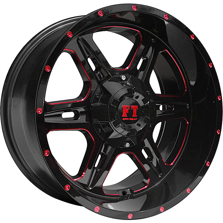 Full Throttle FT-6054 Black Red Milled Wheel