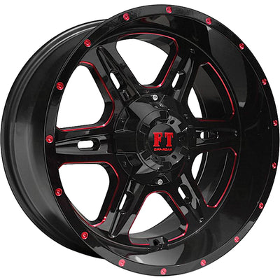Full Throttle FT-6054 Black Red Milled Wheel