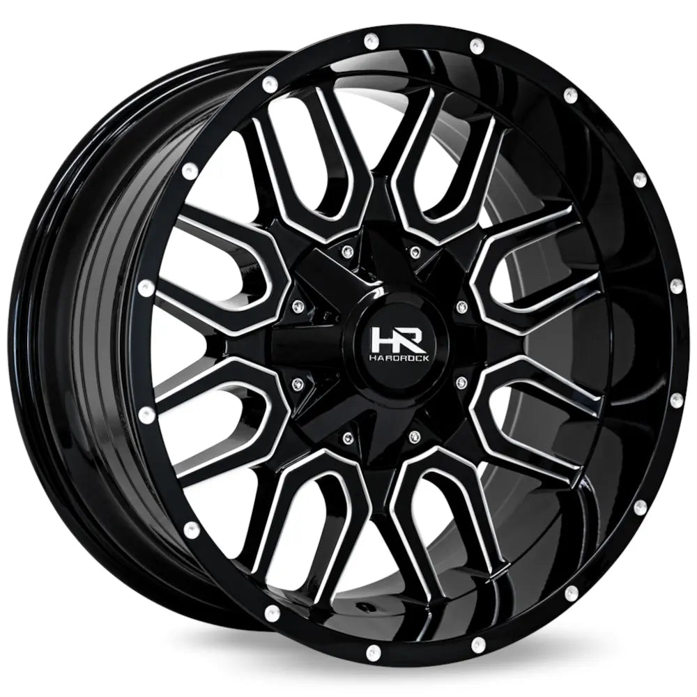 Hardrock Offroad Commander 20x10 0mm Gloss Black with Milled Spokes