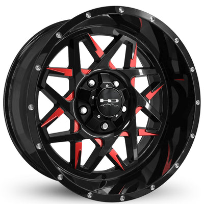 HD Offroad Caliber Black Red Milled Wheel