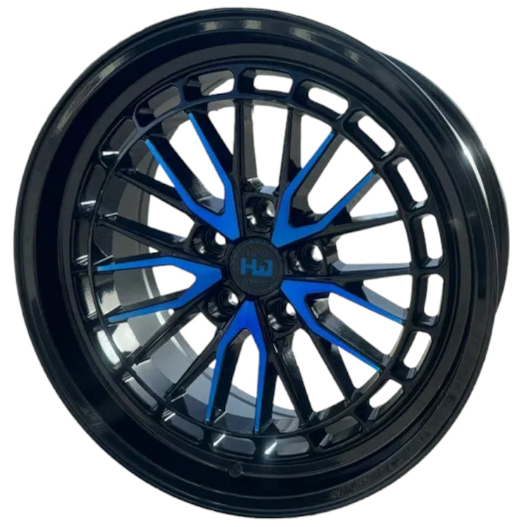 Hemi Wheels HM11 Black Blue Milled Wheel