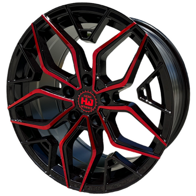 Hemi Wheels HM14 Black Red Machined Wheel