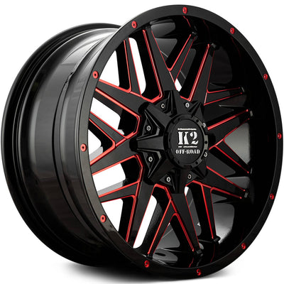 K2 Offroad Mayhem Black Red Milled Wheel