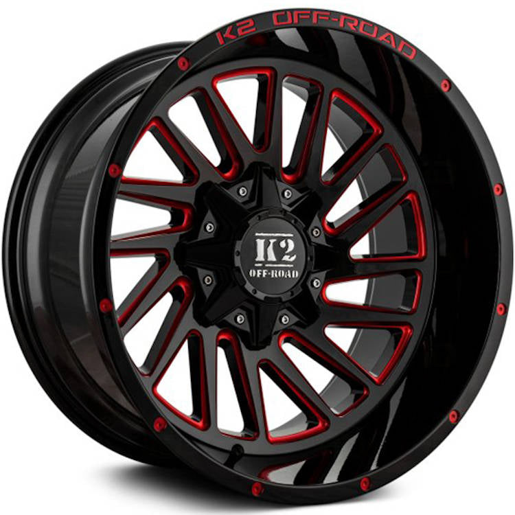 K2 Offroad Razorback Black Red Milled Wheel