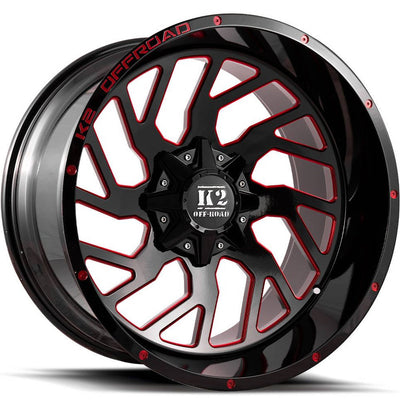 K2 Offroad Shockwave Black Red Milled Wheel