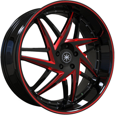 Karma Kustoms K14 Black Red Milled Wheel