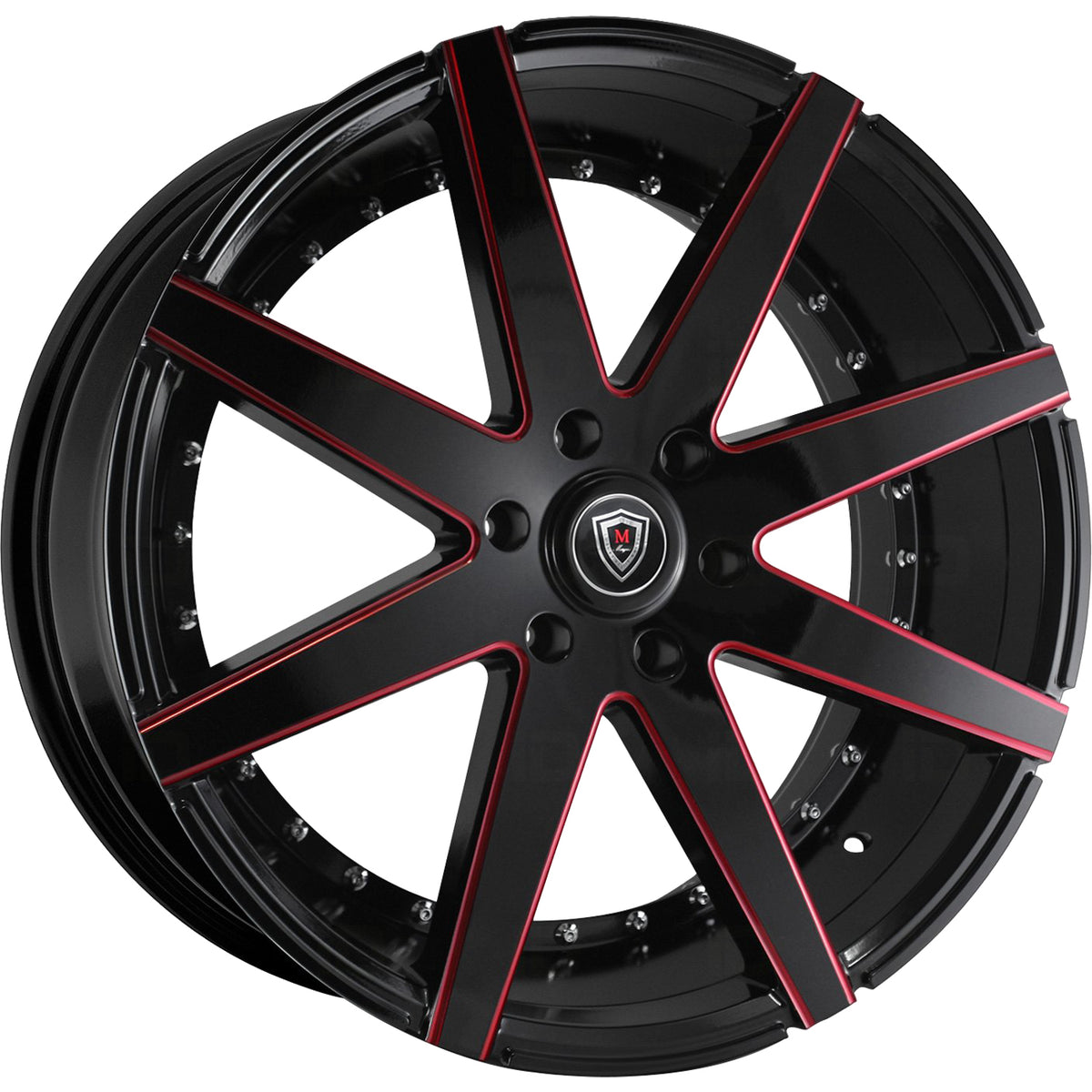 Marquee Luxury M3226B Black Red Milled Wheel