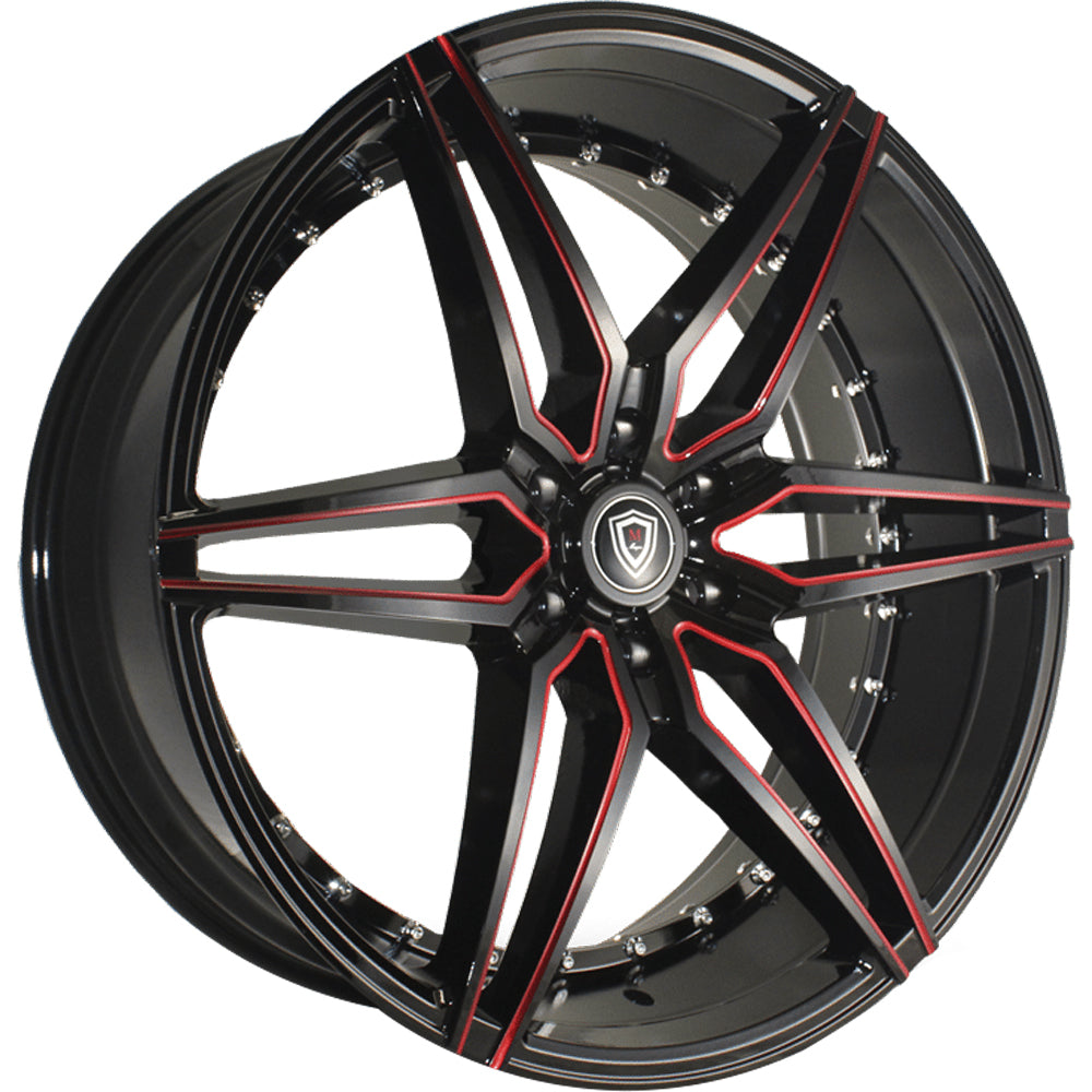 Marquee Luxury M3259B Black Red Milled Wheel