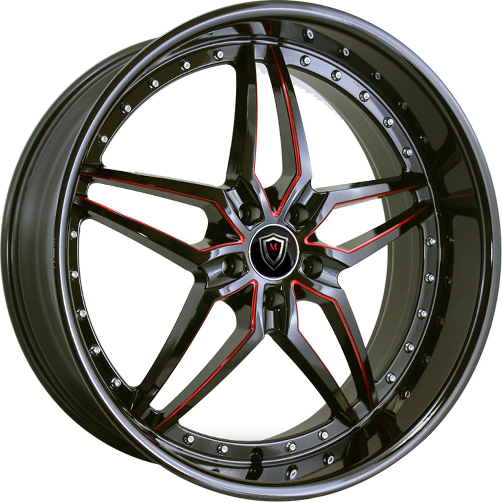 Marquee Luxury M5331A Black Red Milled Wheel