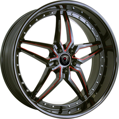 Marquee Luxury M5331A Black Red Milled Wheel