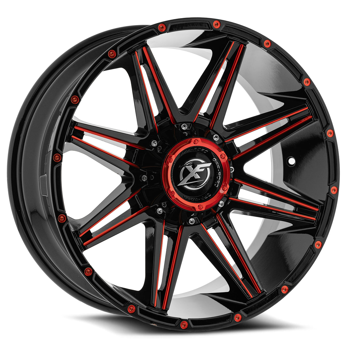 XF Off-Road XF-220 Black/Red Milled wheel