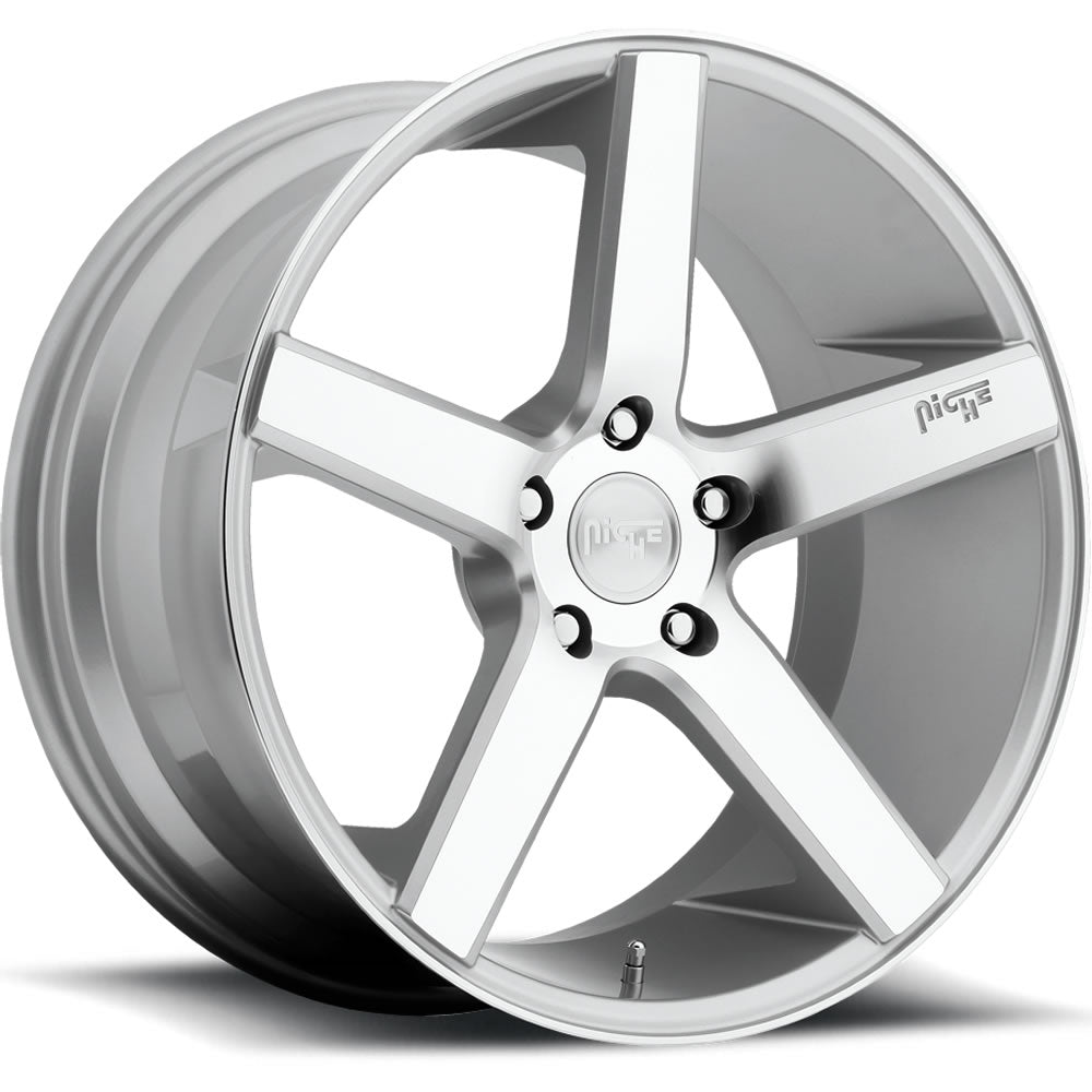 Niche Milan M135 18x8 +40mm Silver with Machined Spokes and Outer Lip Stripe