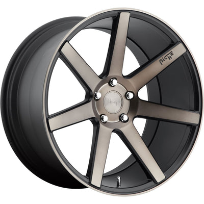 Niche Verona M150 18x8 +40mm Black with Machined Spokes / Outer Lip with Black Flake Coat