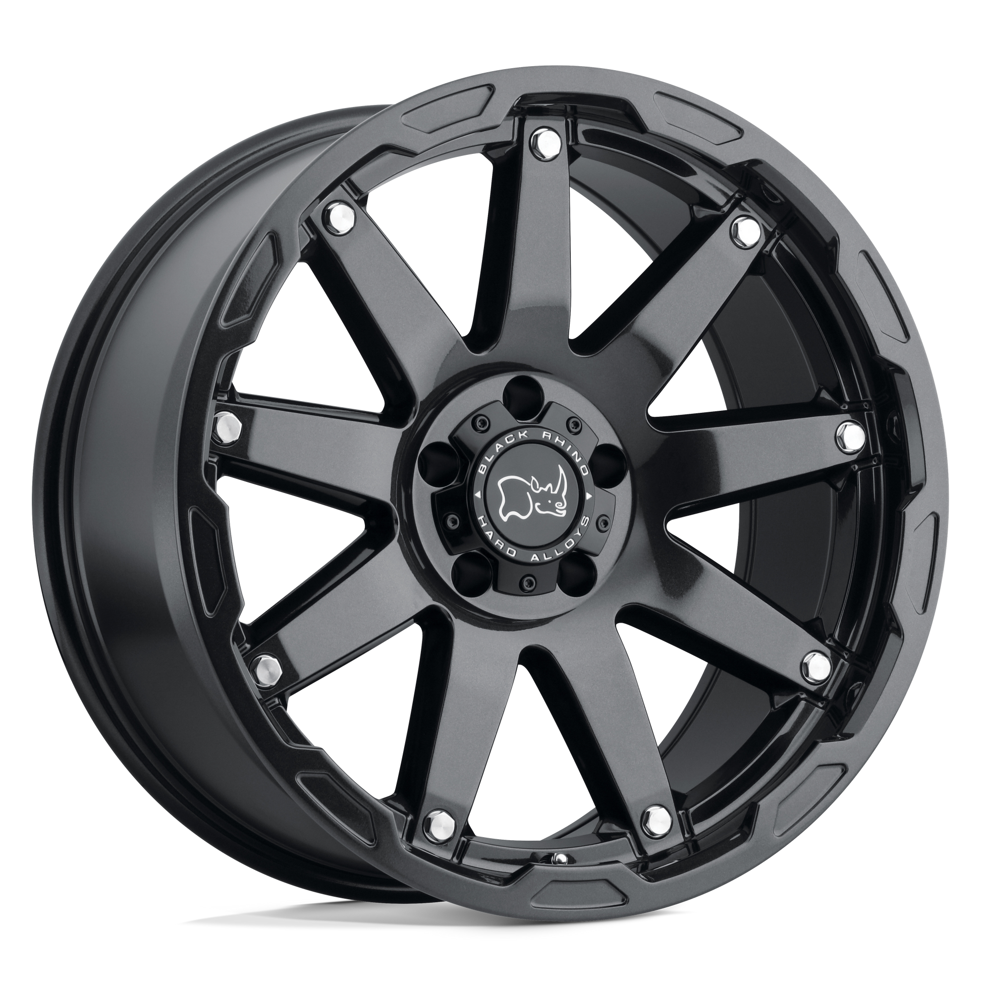 Black Rhino Hard Alloys OCEANO 20x9.5 +12 Gloss Gun Black with Stainless Bolts