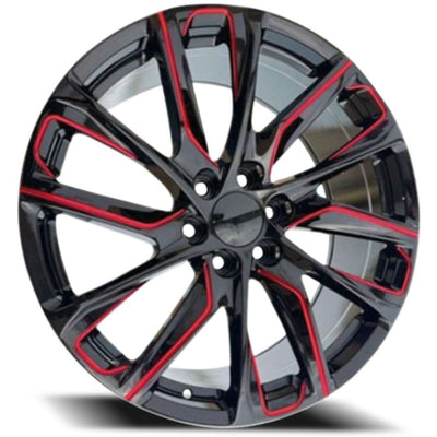 OE Replica Wheels Cadillac Escalade 12 Spoke Black Red Milled Wheel
