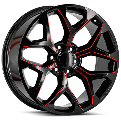 OE Replica Wheels Chevrolet Snowflake Black Red Milled Wheel