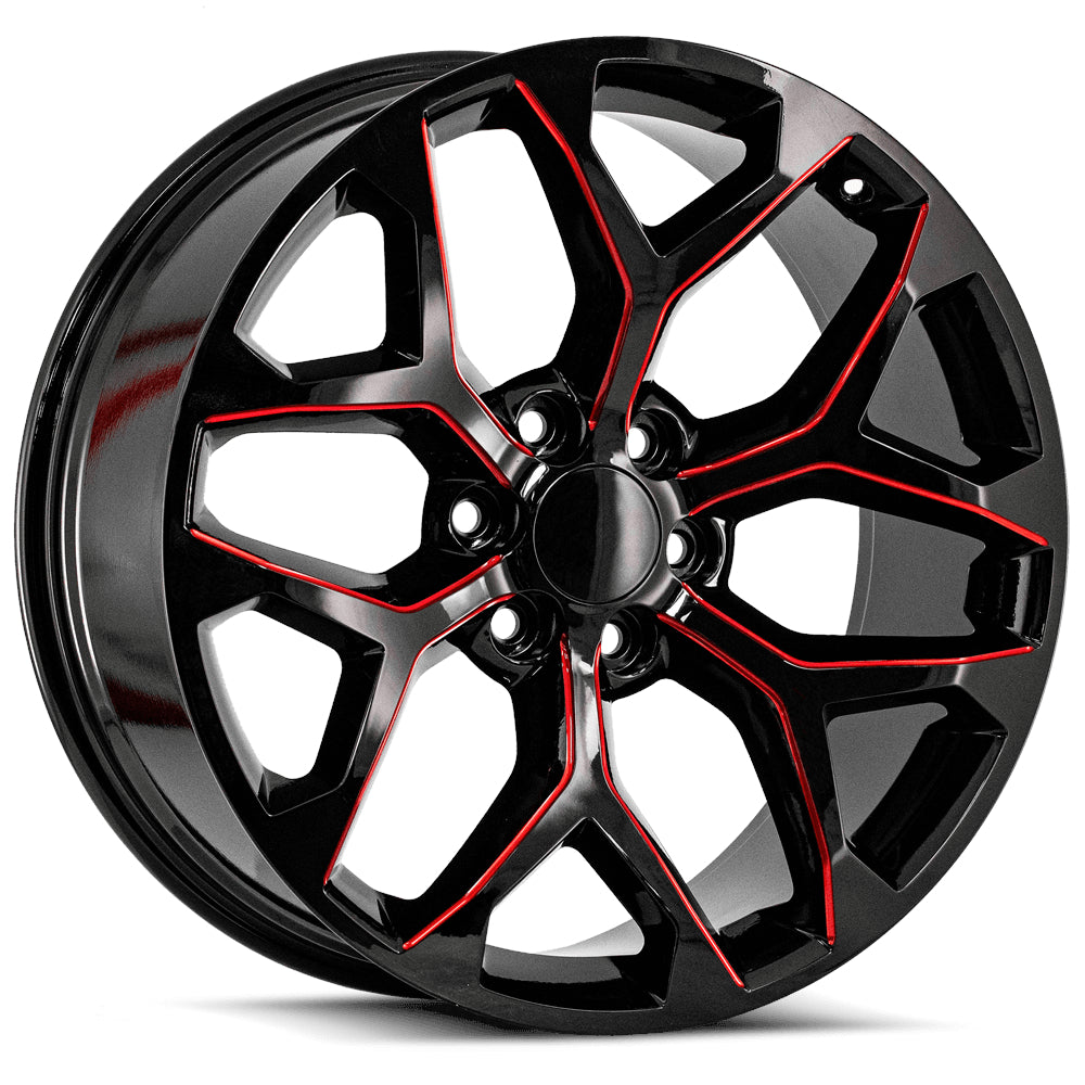 OE Replica Wheels Chevrolet Snowflake Black Red Milled Wheel