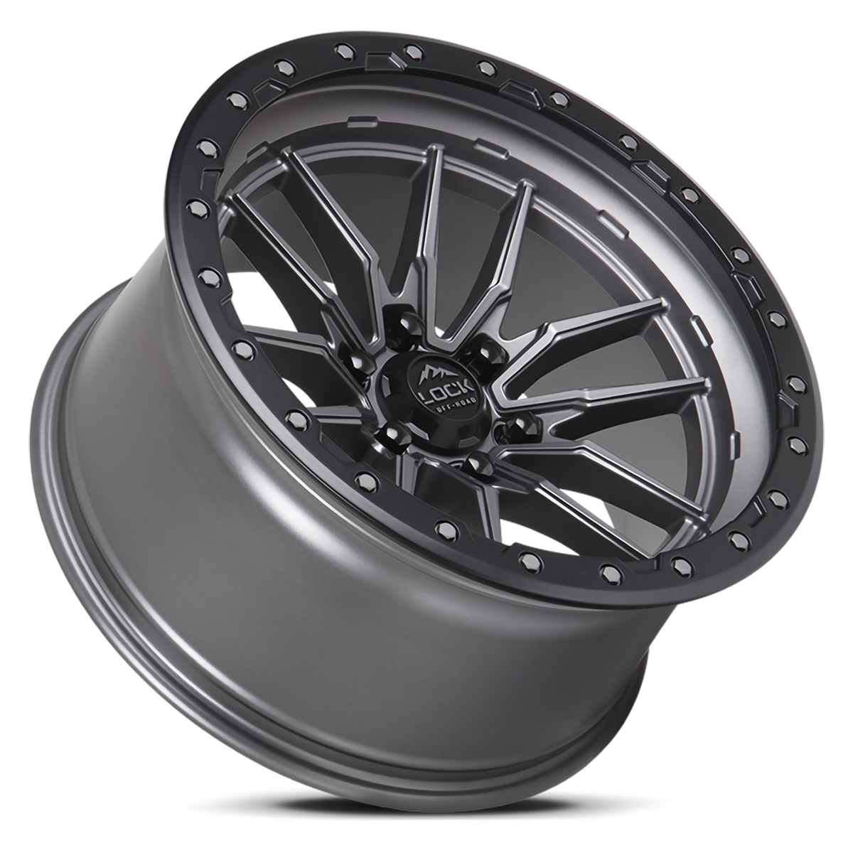 Lock Offroad Krawler 22x10 -18mm Matte Grey with Matte Black Ring ...