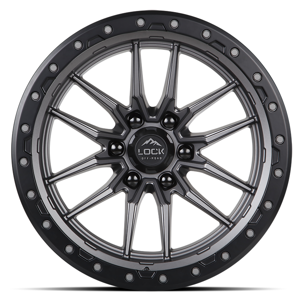 Lock Offroad Krawler 22x10 -18mm Matte Grey with Matte Black Ring ...