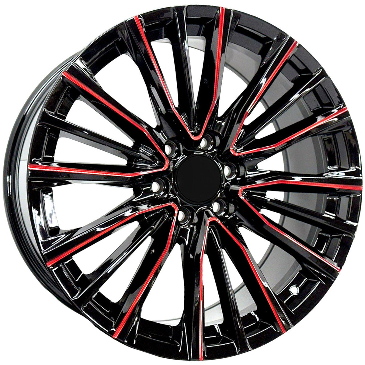 Performance Replicas 223 26x10 +28mm Gloss Black with Red Milled Spokes