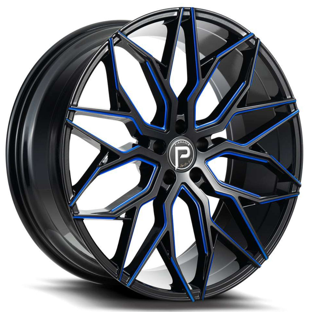 Pinnacle Mystic Black Blue Milled Wheel