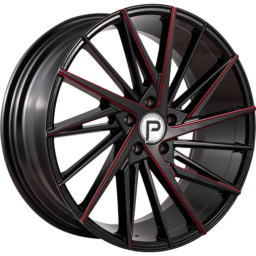 Pinnacle Snazzy Black Red Milled Wheel