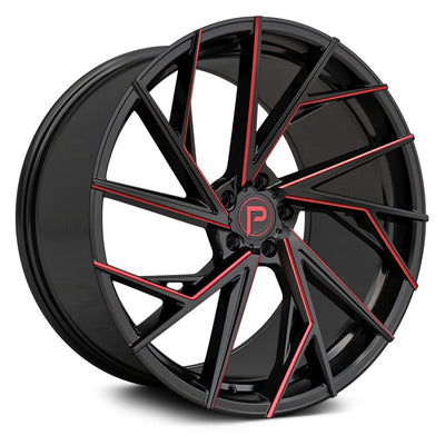 Pinnacle Swank Black Red Milled Wheel