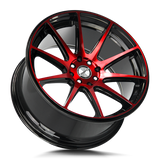 Shift Gear 18x9 +30 Gloss Black Candy Red Machined premium Euro wheel